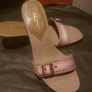 Aldo olive and hot pink slides size 7